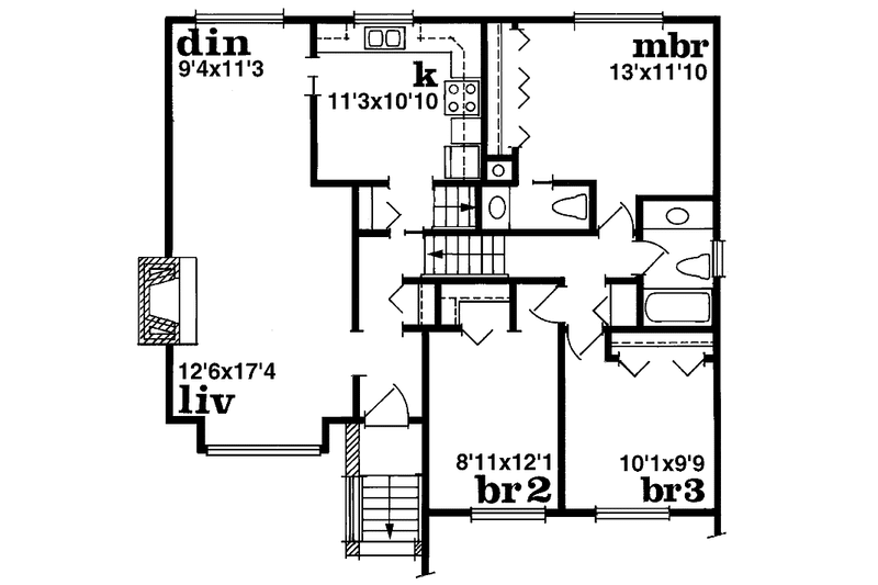House Plan Design - Floor Plan - Upper Floor for Contemporary House Plan #47-679 - 3 bed, 1.5 bath