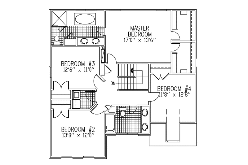 House Blueprint - Floor Plan - Upper Floor for Country House Plan #953-101 - 4 bed, 2.5 bath
