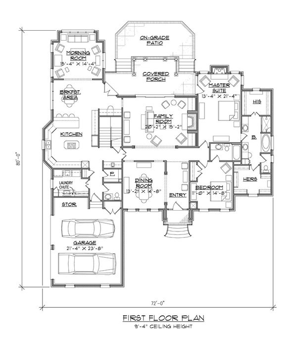 Classical Floor Plan - Main Floor Plan #1054-64