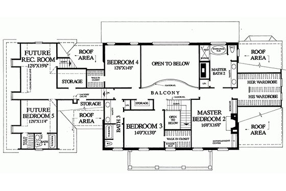 Floor Plan - Upper Floor for Colonial House Plan #137-247 - 4 bed, 3 bath