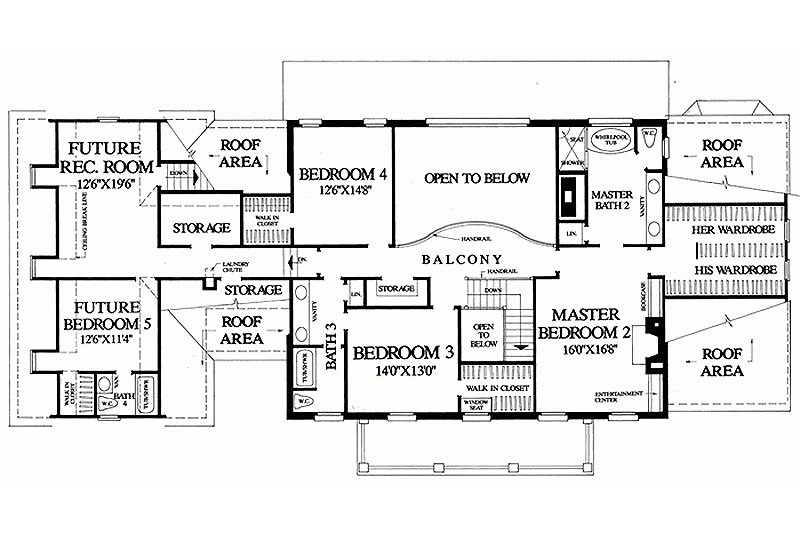 House Blueprint - Floor Plan - Upper Floor for Colonial House Plan #137-247 - 4 bed, 3 bath