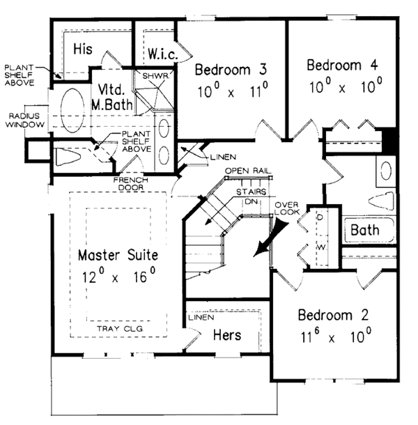 Architectural House Design - Colonial Floor Plan - Upper Floor Plan #927-727