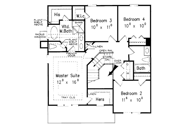House Design - Floor Plan - Upper Floor for Colonial House Plan #927-727 - 4 bed, 2.5 bath
