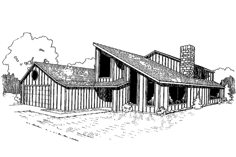 Dream House Plan - Exterior - Front Elevation 3 for Contemporary House Plan #60-985 - 3 bed, 2 bath