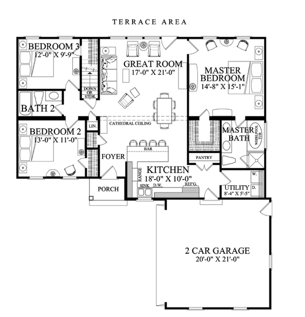 House Design - Ranch Floor Plan - Main Floor Plan #137-364