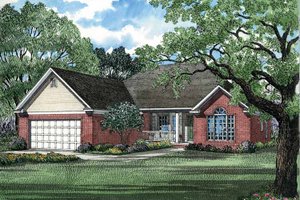 Architectural House Design - Exterior - Front Elevation for Ranch House Plan #17-2637 - 3 bed, 2 bath