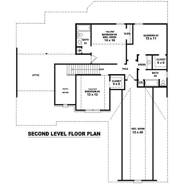 Traditional Floor Plan - Upper Floor Plan #81-881