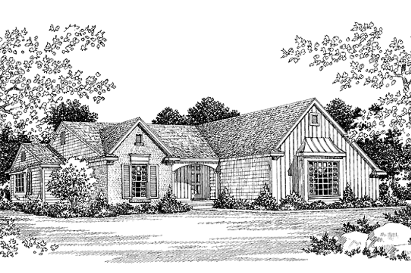 Architectural House Design - Ranch Exterior - Front Elevation Plan #72-776