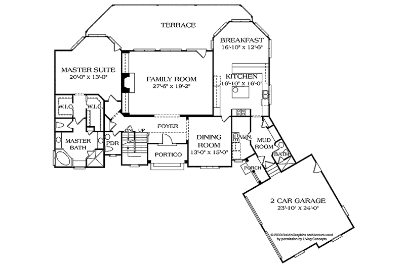 House Blueprint - Floor Plan - Main Floor for European House Plan #453-376 - 3 bed, 4.5 bath