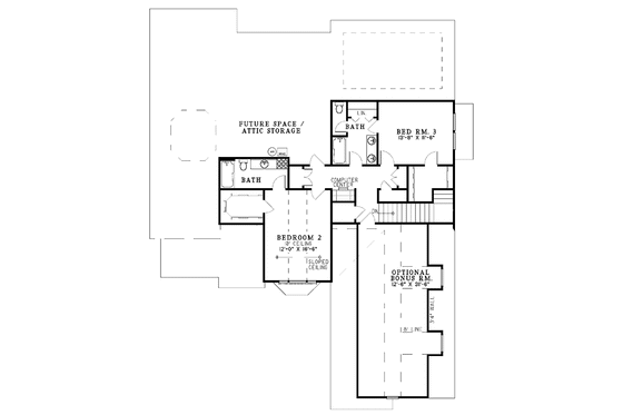 Floor Plan - Upper Floor for Traditional House Plan #17-2793 - 3 bed, 3.5 bath