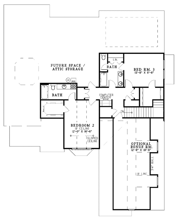 Architectural House Design - Traditional Floor Plan - Upper Floor Plan #17-2793