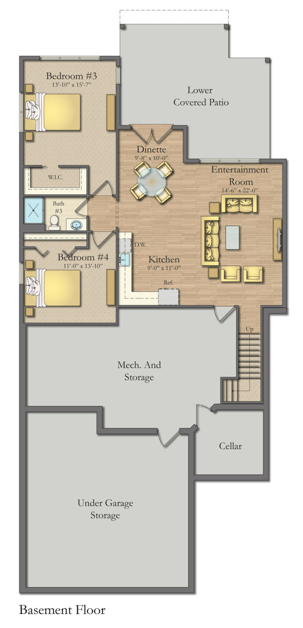 House Plan Design - Craftsman Floor Plan - Lower Floor Plan #1057-16