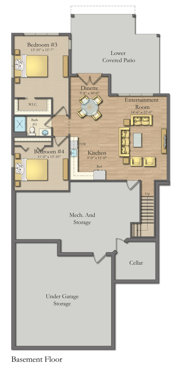 Craftsman Floor Plan - Lower Floor Plan #1057-16