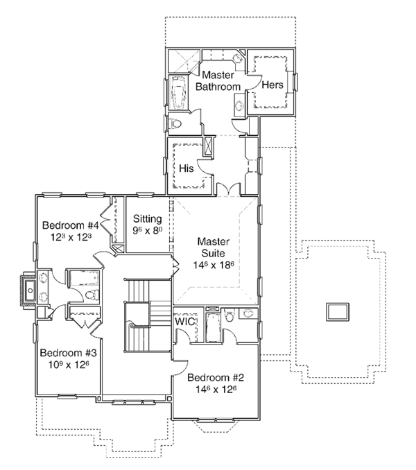 House Plan Design - Colonial Floor Plan - Upper Floor Plan #429-279