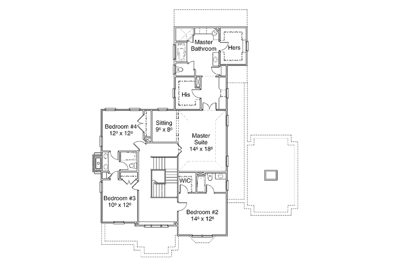 Dream House Plan - Floor Plan - Upper Floor for Colonial House Plan #429-279 - 4 bed, 3.5 bath