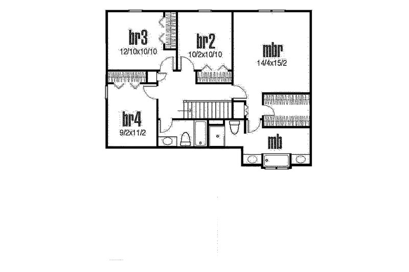 Dream House Plan - Floor Plan - Upper Floor for Traditional House Plan #435-10 - 4 bed, 2.5 bath