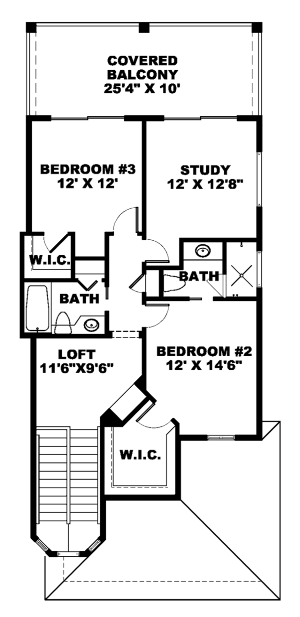 House Blueprint - Mediterranean Floor Plan - Upper Floor Plan #1017-7