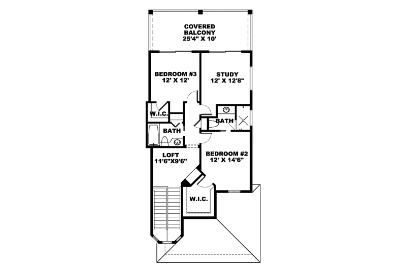Architectural House Design - Floor Plan - Upper Floor for Mediterranean House Plan #1017-7 - 3 bed, 4 bath