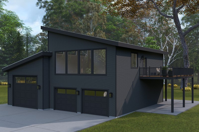 House Blueprint - Exterior - Front Elevation 3 for Modern House Plan #1060-476 - 1 bed, 1.5 bath