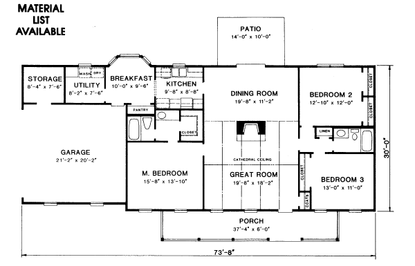 Ranch Floor Plan - Main Floor Plan #10-132