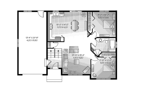 Floor Plan - Main Floor for Traditional House Plan #23-2402 - 2 bed, 1 bath