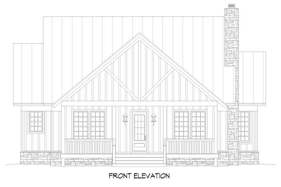 Exterior - Front Elevation 3 for Southern House Plan #932-811 - 2 bed, 3 bath