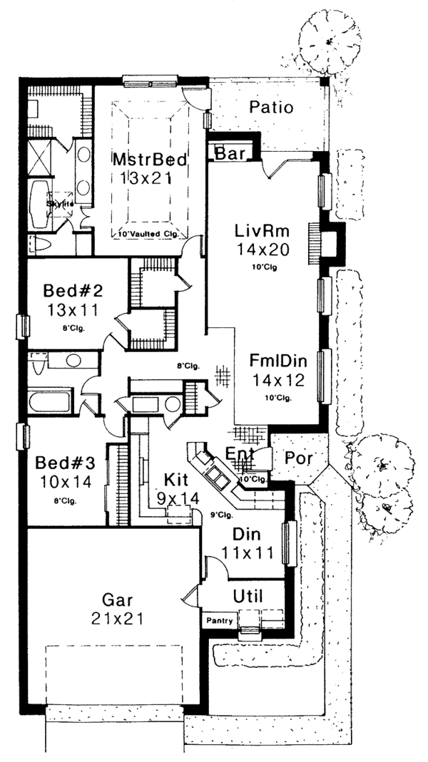 House Plan Design - Ranch Floor Plan - Main Floor Plan #310-1082