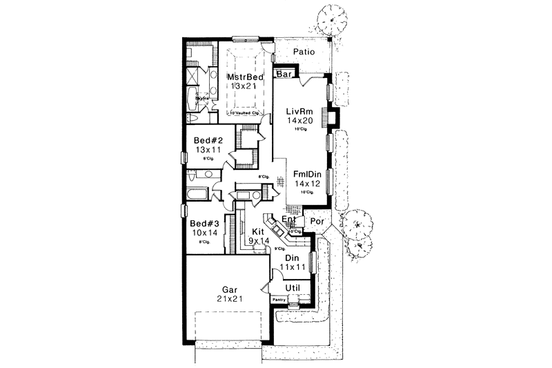 Home Plan - Floor Plan - Main Floor for Ranch House Plan #310-1082 - 3 bed, 2 bath