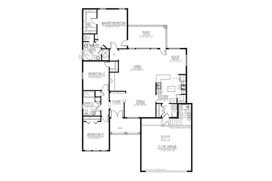 Floor Plan - Main Floor for Adobe / Southwestern House Plan #1061-13 - 3 bed, 2 bath