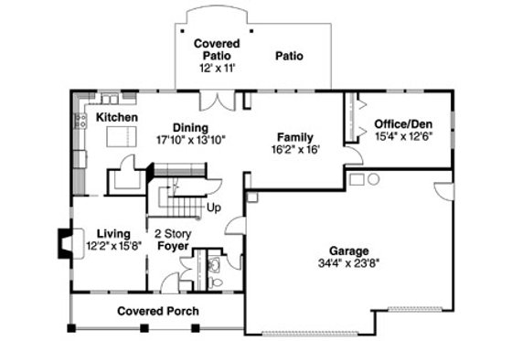Floor Plan - Main Floor for Craftsman House Plan #124-712 - 4 bed, 2.5 bath