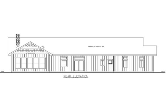 Exterior - Rear Elevation for Ranch House Plan #117-904 - 3 bed, 2 bath