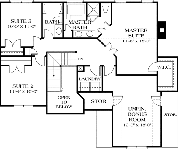Home Plan - Colonial Floor Plan - Upper Floor Plan #453-429