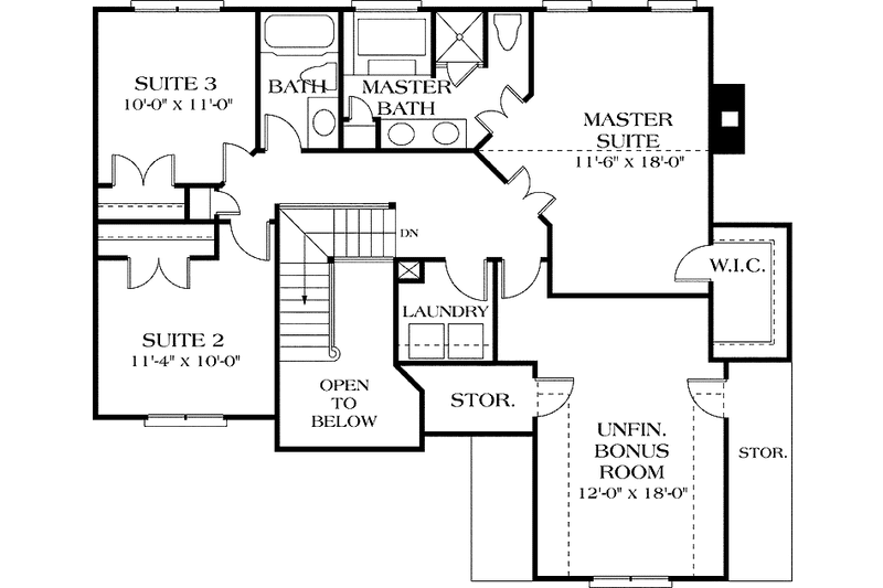 Home Plan - Floor Plan - Upper Floor for Colonial House Plan #453-429 - 3 bed, 2.5 bath