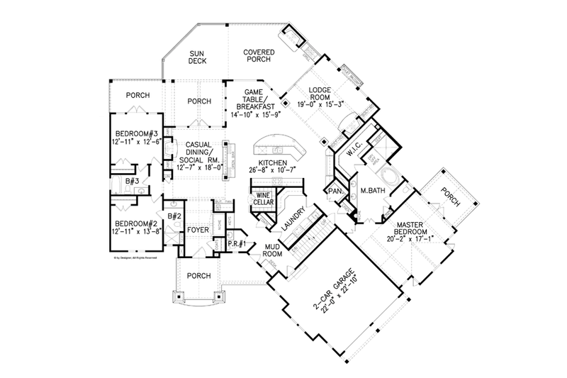 Home Plan - Floor Plan - Main Floor for Craftsman House Plan #54-376 - 3 bed, 3.5 bath