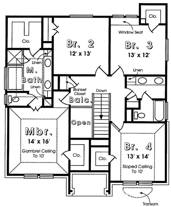 House Blueprint - Country Floor Plan - Upper Floor Plan #974-10