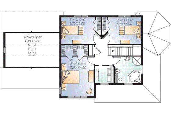 Floor Plan - Upper Floor for Country House Plan #23-622 - 3 bed, 2 bath