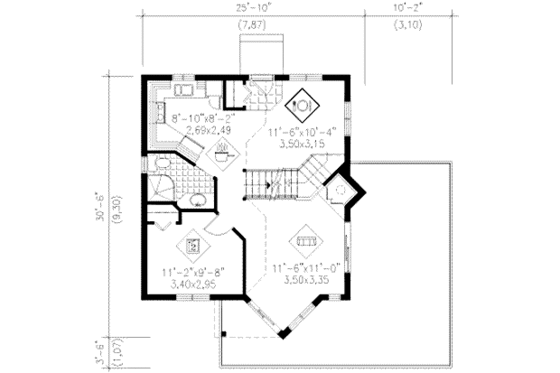 Floor Plan - Main Floor for Traditional House Plan #25-2285 - 3 bed, 2 bath