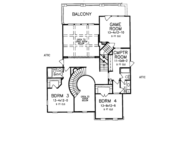 House Blueprint - Country Floor Plan - Upper Floor Plan #952-248