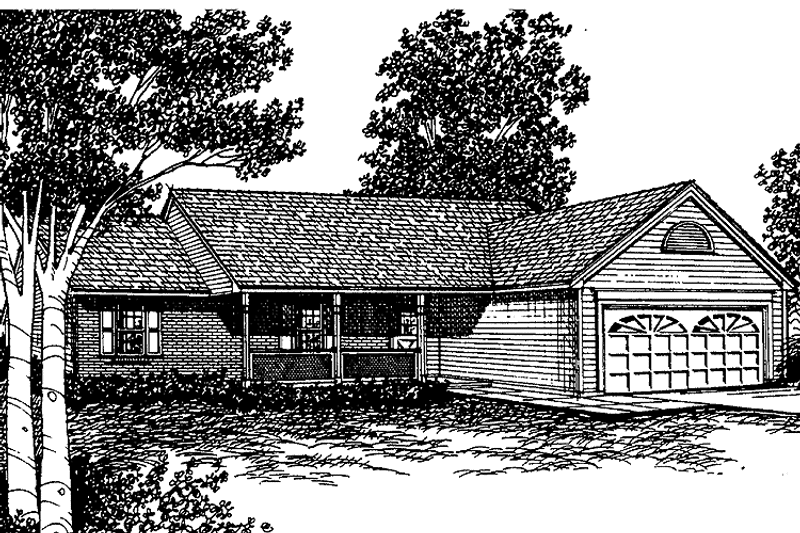 House Blueprint - Exterior - Front Elevation 3 for Country House Plan #30-222 - 3 bed, 2 bath