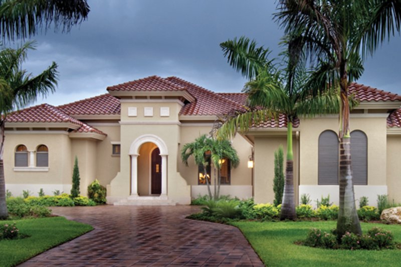 House Blueprint - Exterior - Front Elevation 3 for Mediterranean House Plan #930-446 - 3 bed, 3.5 bath