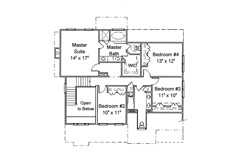 Home Plan - Floor Plan - Upper Floor for Colonial House Plan #429-256 - 5 bed, 3.5 bath