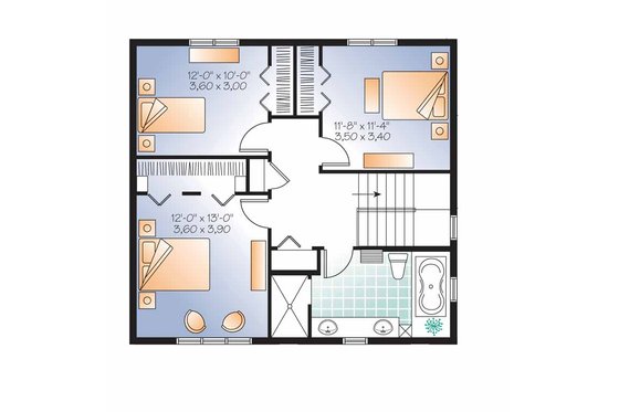 Floor Plan - Upper Floor for Traditional House Plan #23-2507 - 4 bed, 2.5 bath