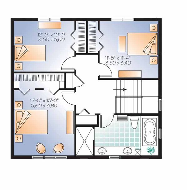 Traditional Floor Plan - Upper Floor Plan #23-2507