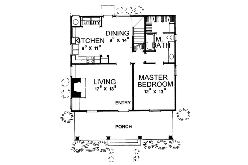 Dream House Plan - Floor Plan - Main Floor for Country House Plan #472-278 - 3 bed, 2 bath