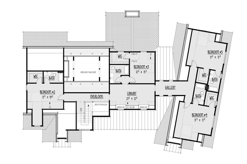 Architectural House Design - Floor Plan - Upper Floor for Farmhouse House Plan #1088-1 - 5 bed, 5.5 bath