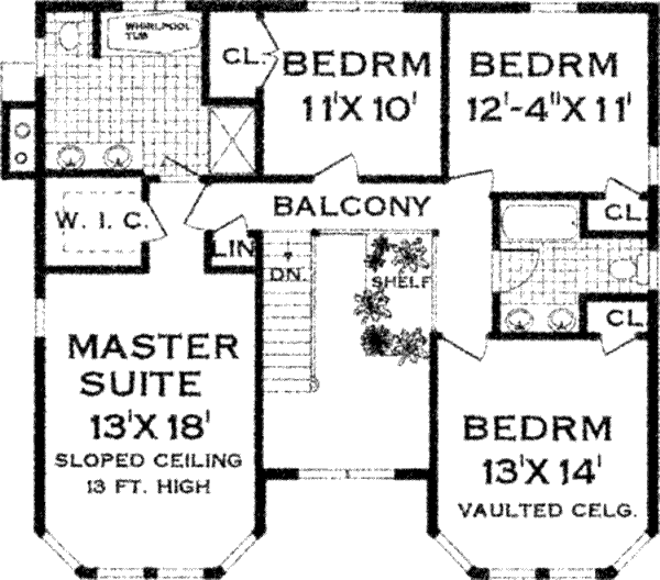 House Design - Colonial Floor Plan - Upper Floor Plan #3-194