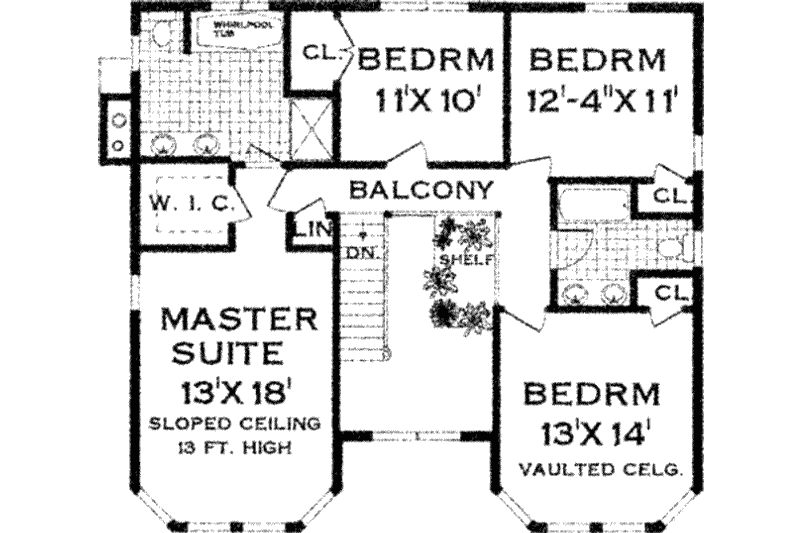 Architectural House Design - Floor Plan - Upper Floor for Farmhouse House Plan #3-194 - 4 bed, 2.5 bath