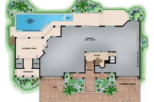 Floor Plan - Lower Floor for Beach House Plan #27-546 - 4 bed, 4.5 bath