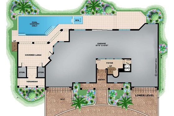 Floor Plan - Lower Floor for Beach House Plan #27-546 - 4 bed, 4.5 bath
