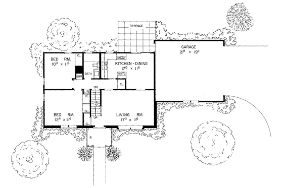Floor Plan - Main Floor for Colonial House Plan #72-826 - 4 bed, 2 bath
